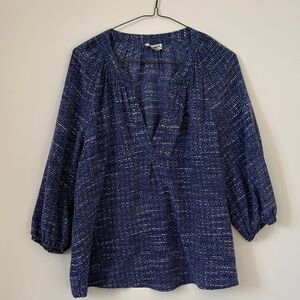 Joie Blue and White Silk Blouse M